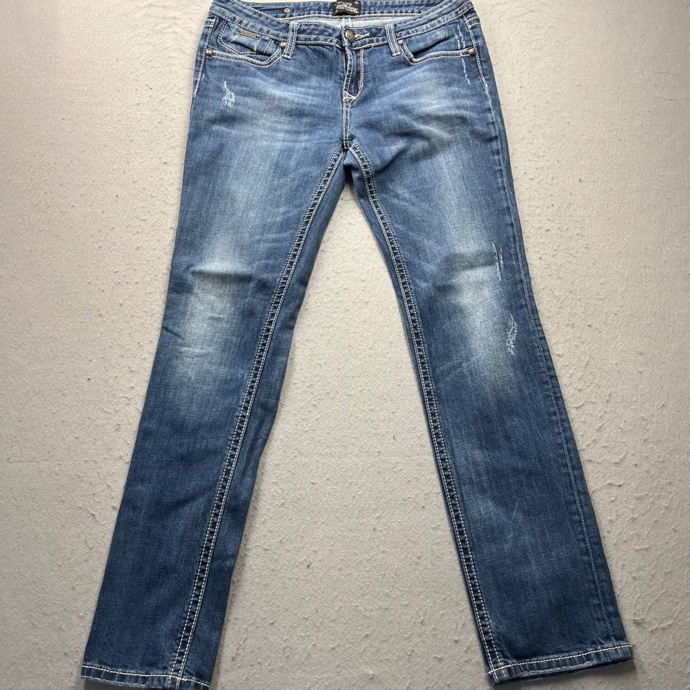 ReRock for Express Skinny Jeans Womens 12R Medium Wash Distressed Blue Denim